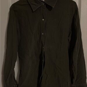 Women’s Olive Green corduroy pearl snap shirt